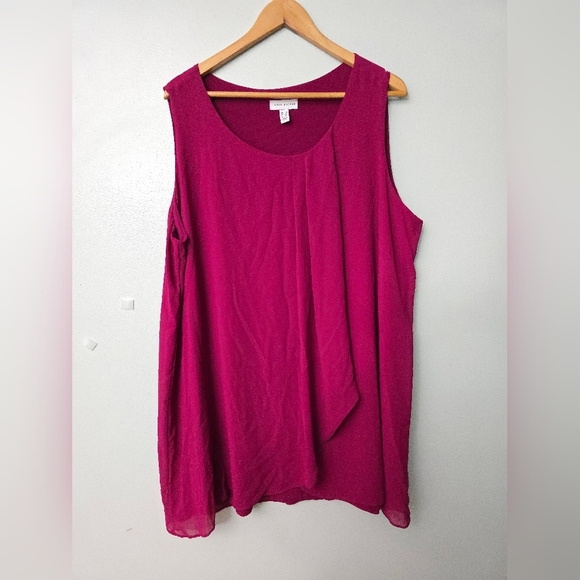 Susan Graver Liquid Knit Top Tank Flowy Burgandy Stretch Sleeveless Woman 2X - Picture 1 of 10